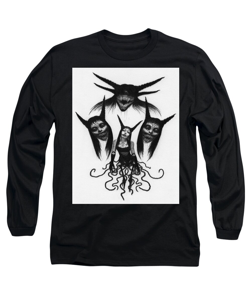 Horror Long Sleeve T-Shirt featuring the drawing Miss Carnivorous - Artwork by Ryan Nieves