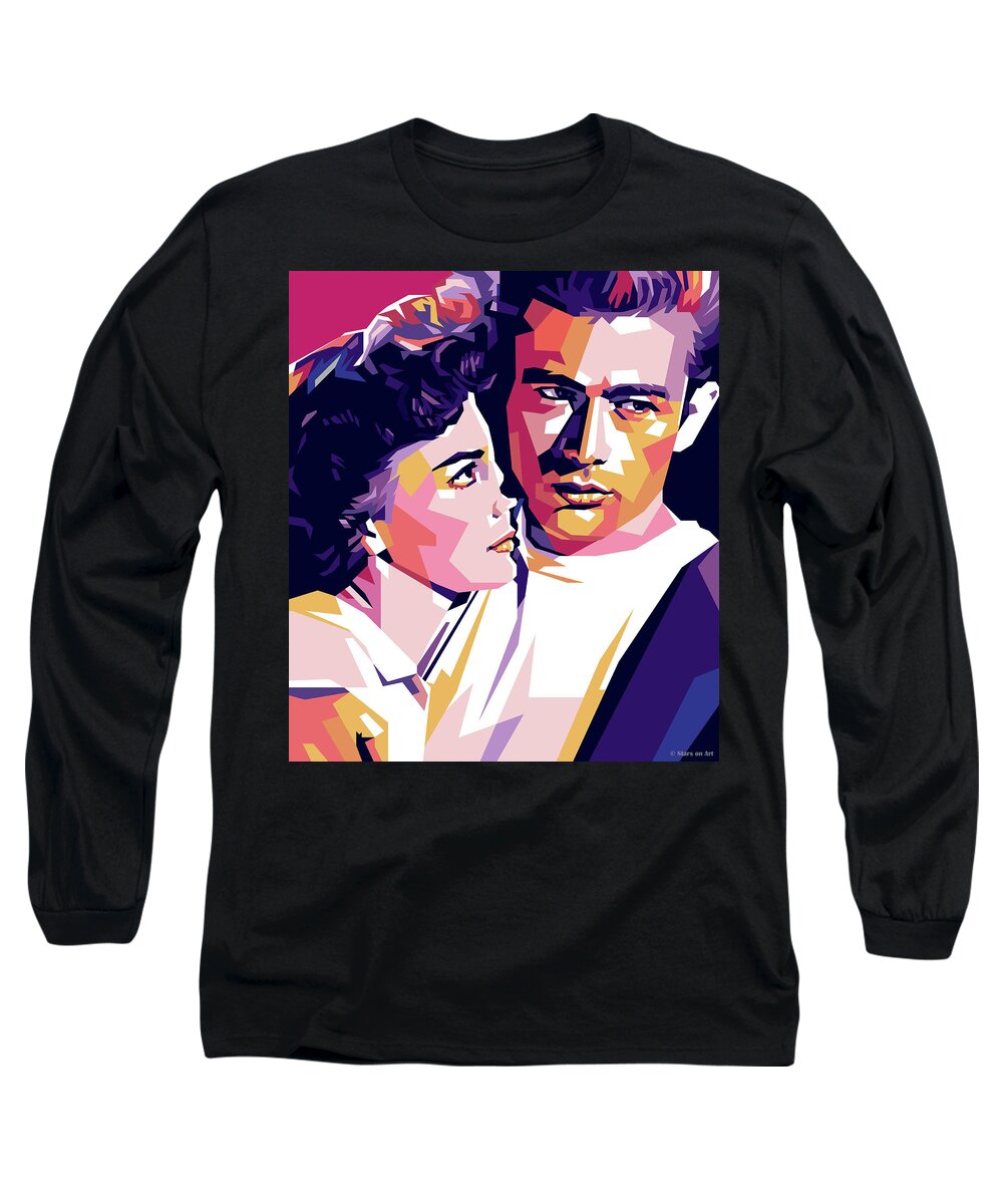 Synopsis Long Sleeve T-Shirt featuring the digital art Natalie Wood and James Dean -with synopsis by Movie World Posters