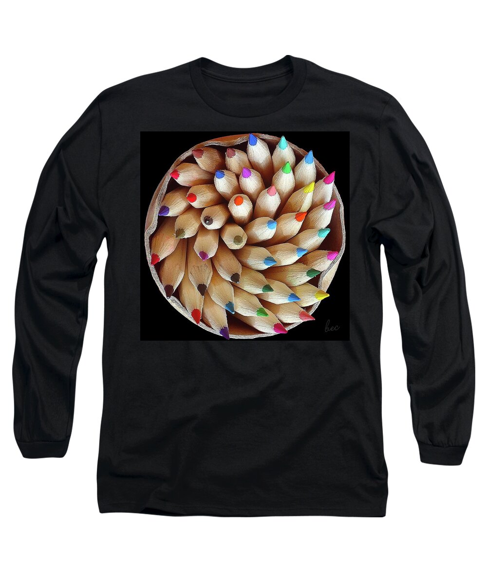 Pencil Long Sleeve T-Shirt featuring the photograph New box of colors by Bruce Carpenter