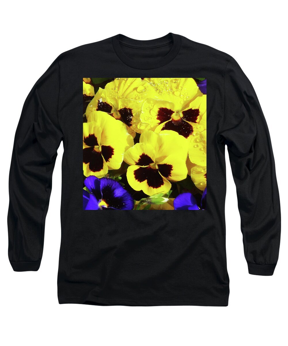 Pansies Long Sleeve T-Shirt featuring the photograph New Yella by Bruce IORIO
