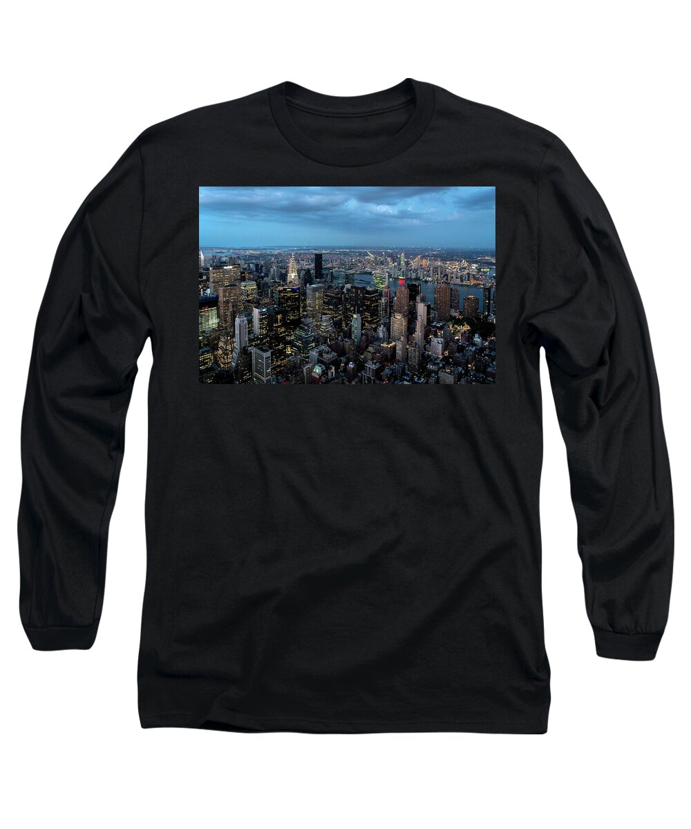 New York Skyline Long Sleeve T-Shirt featuring the photograph New York Skyline by Sharon Popek