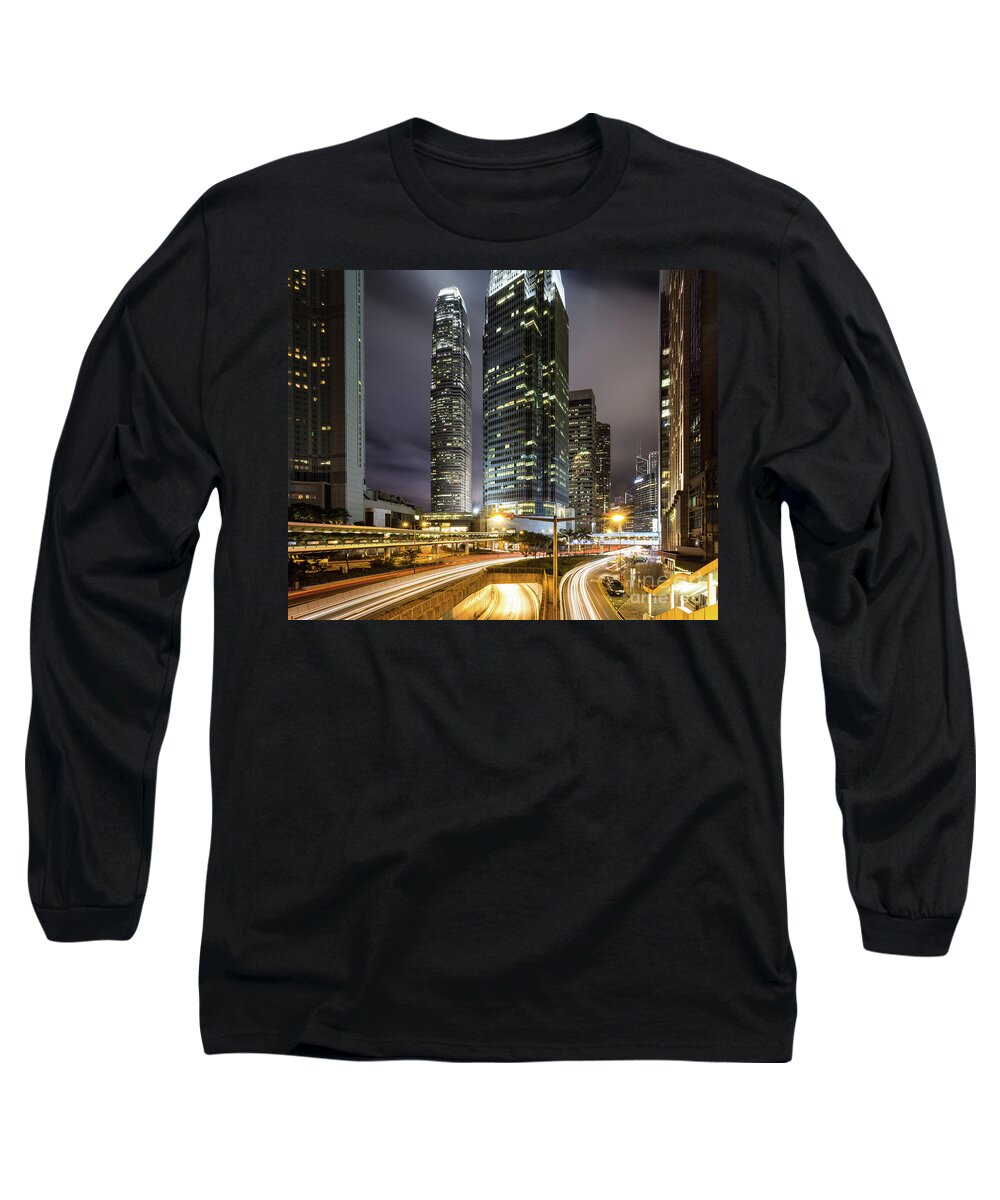 Central District - Hong Kong Long Sleeve T-Shirt featuring the photograph Nights of Hong KOng by Didier Marti