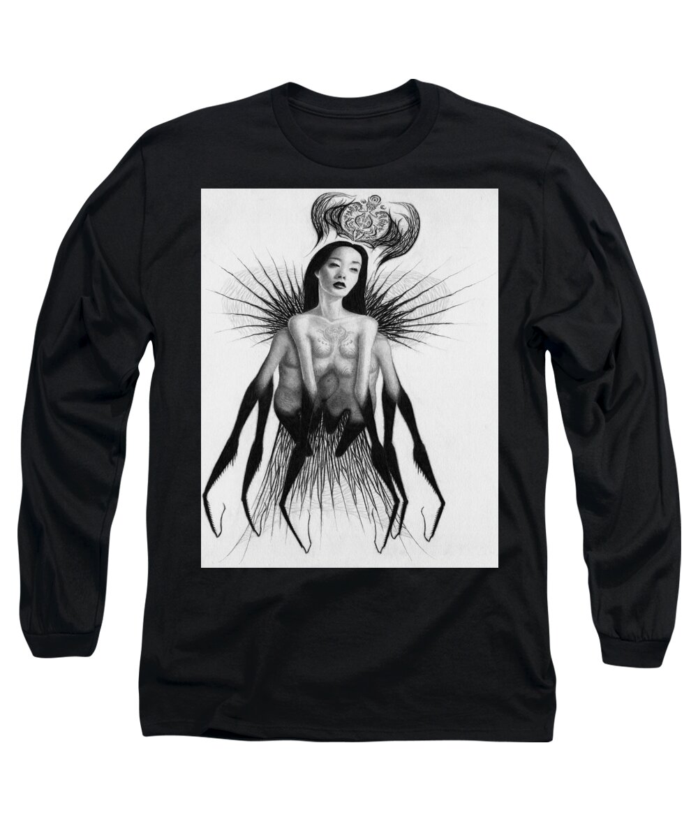 Fantasy Long Sleeve T-Shirt featuring the drawing Oblivion Queen - Artwork by Ryan Nieves