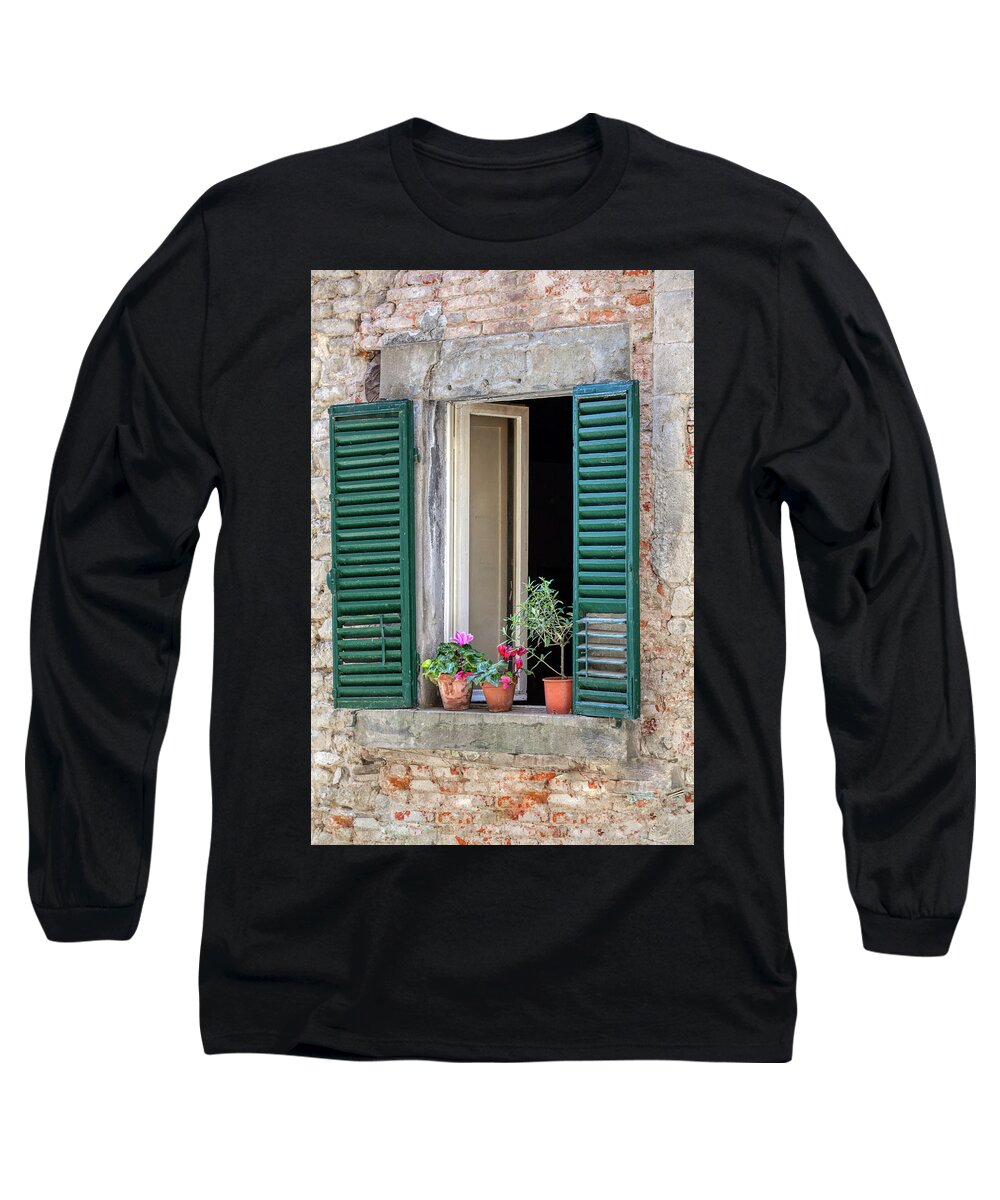 Window Long Sleeve T-Shirt featuring the photograph Open Window of Tuscany by David Letts
