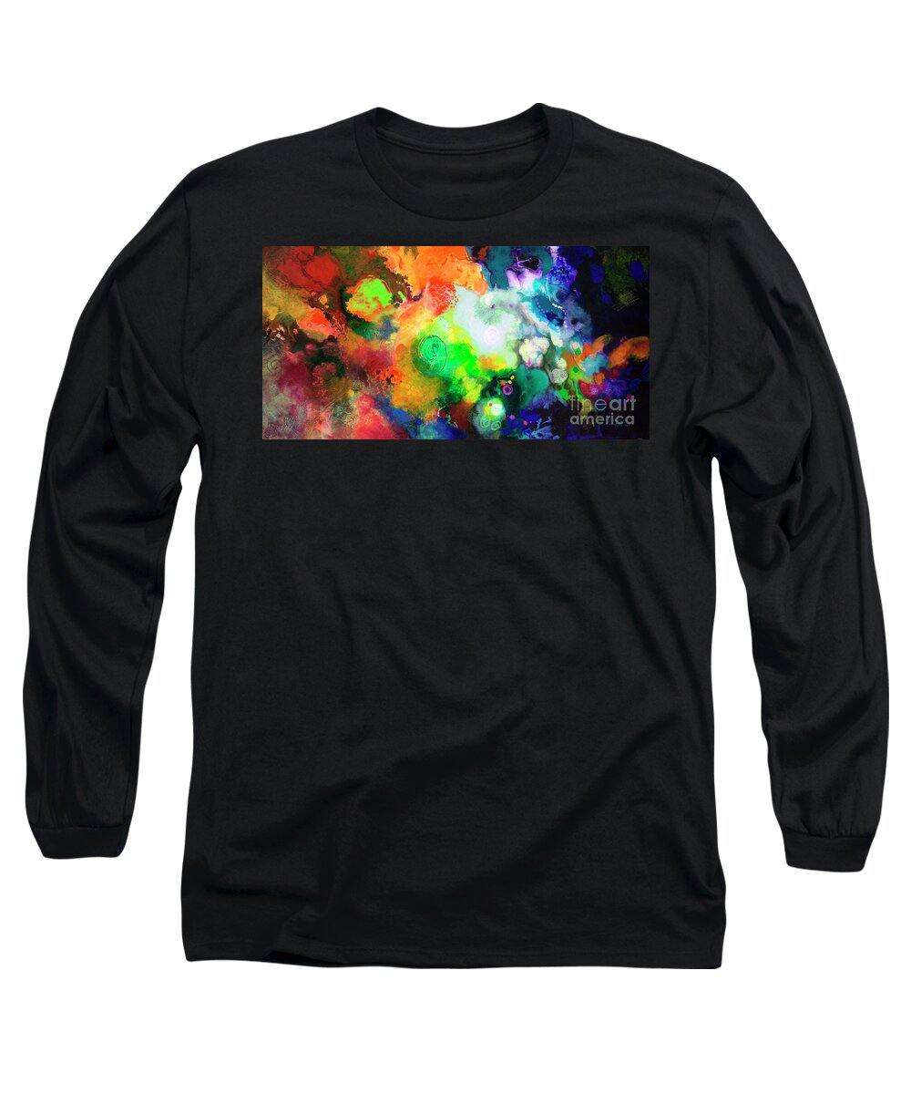 Abstract Long Sleeve T-Shirt featuring the painting Outward Bound by Sally Trace