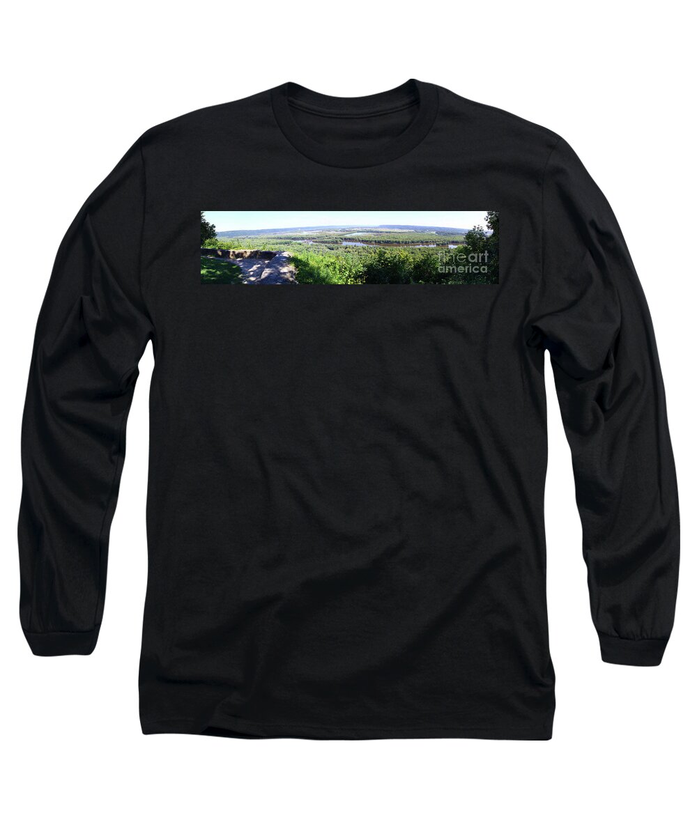 Panorama Long Sleeve T-Shirt featuring the photograph Panorama Wide Overlooking Wisconsin River Wyalusing by Pete Klinger