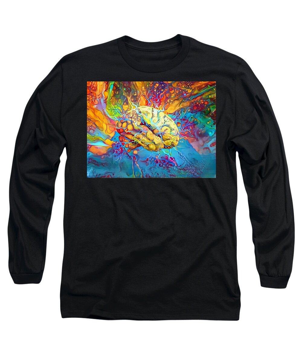 Abstract Long Sleeve T-Shirt featuring the digital art Psychedelic Brain by Bruce Rolff
