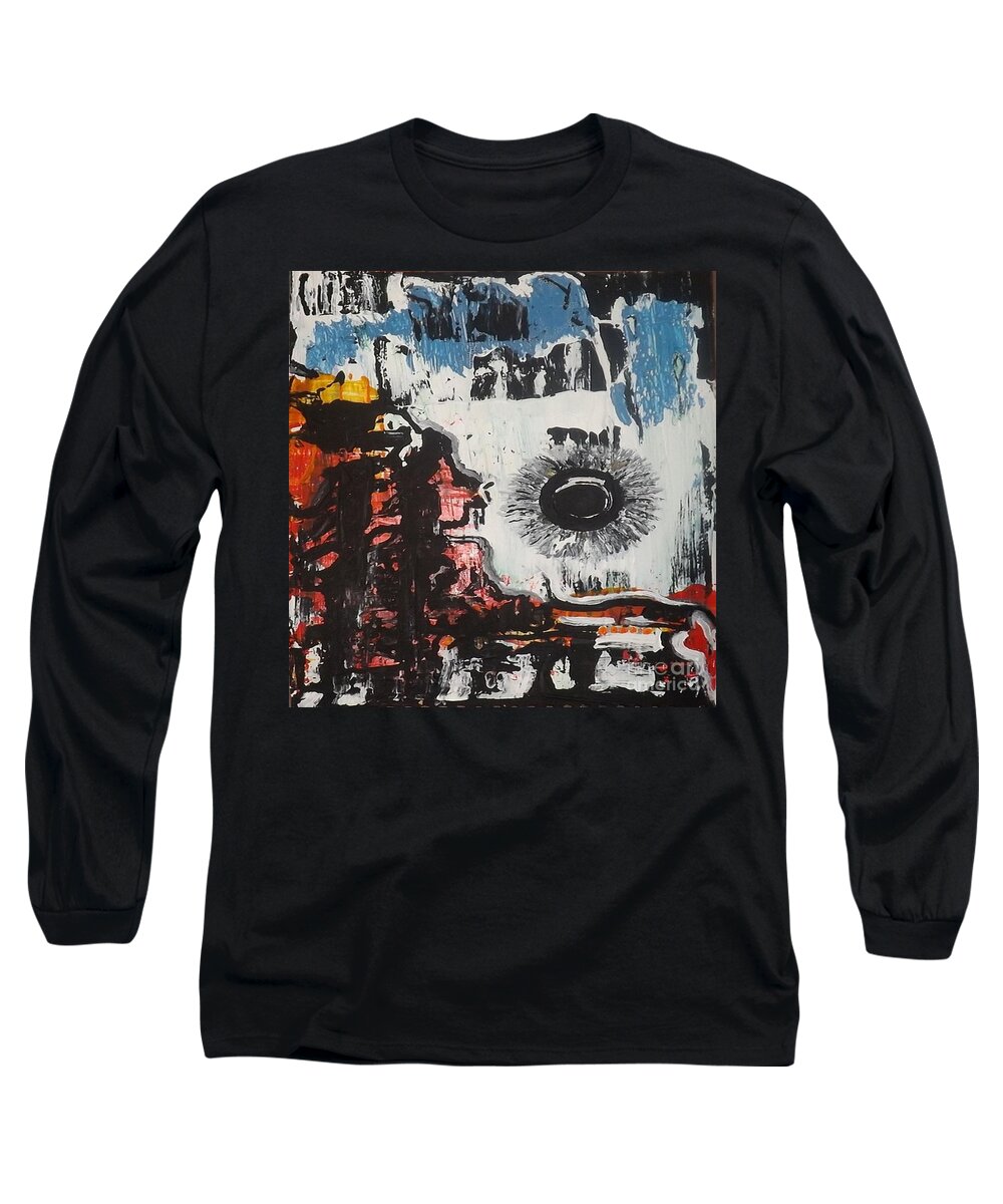 Abstract Acrylic Long Sleeve T-Shirt featuring the painting Qualm by Denise Morgan