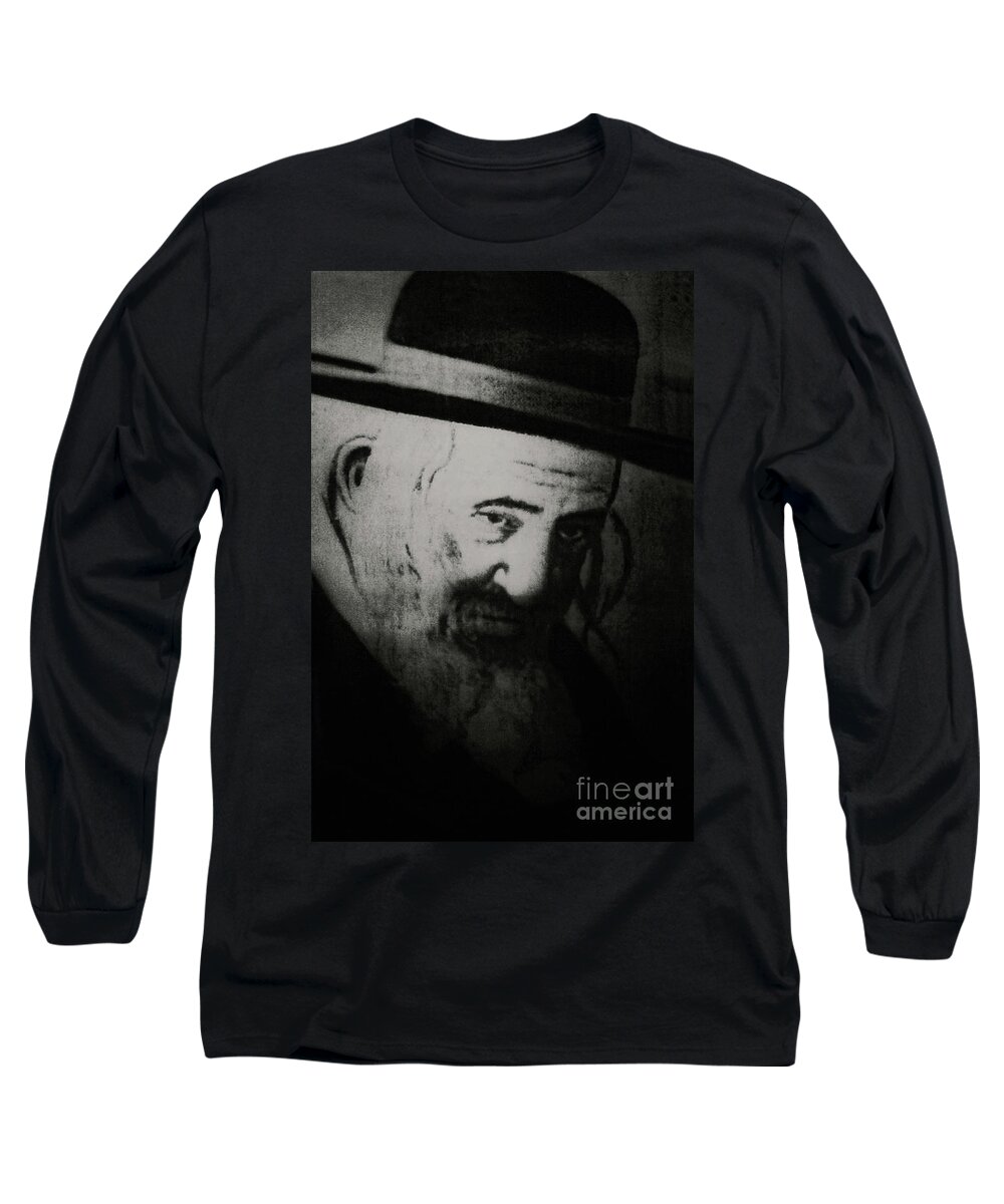 Rabbi Long Sleeve T-Shirt featuring the photograph Rabbi Shayele Kerestirer - His Image is believed to be an Amulet Against Misfortune by Doc Braham