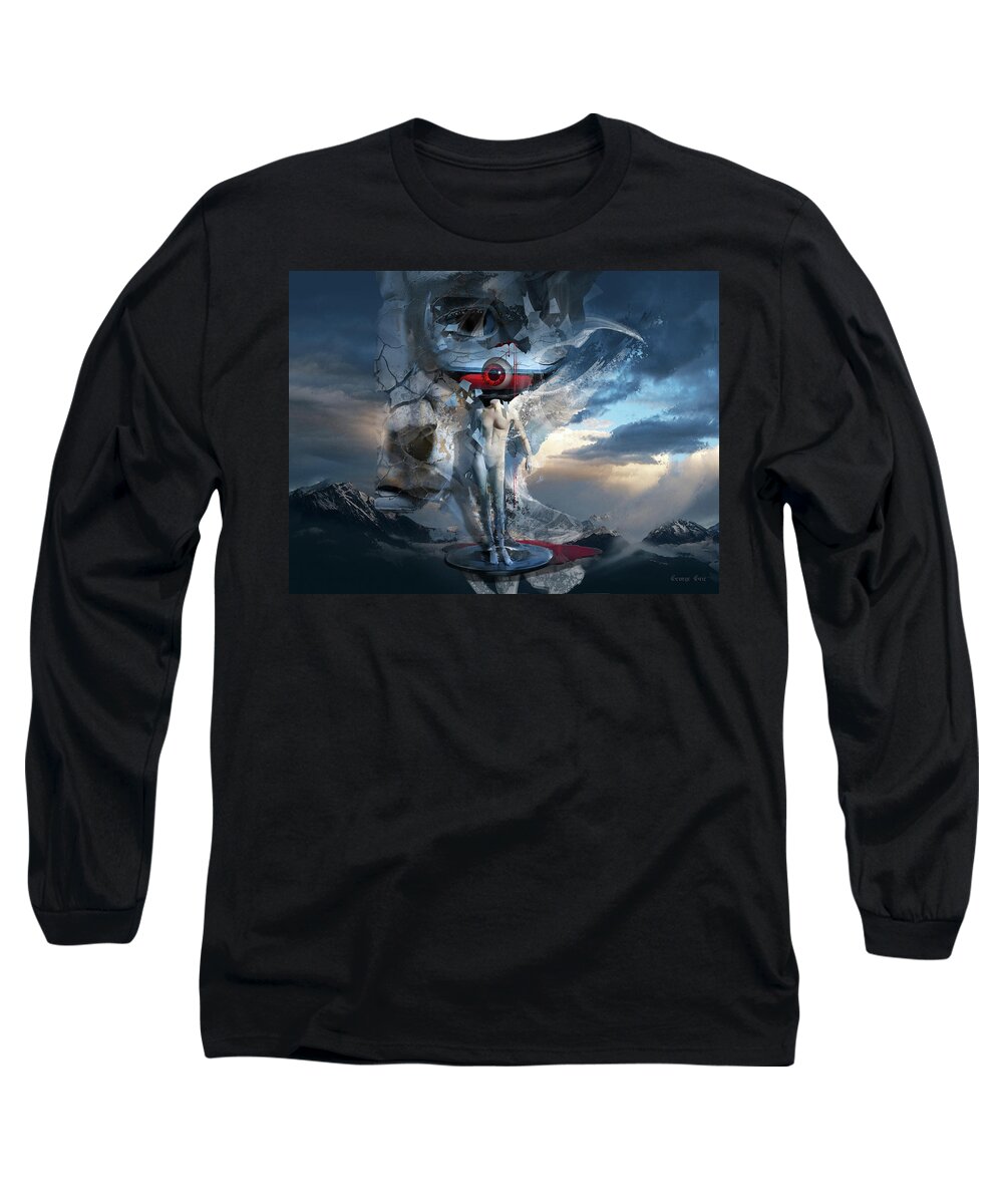 Angel Long Sleeve T-Shirt featuring the digital art Red Eye of Despair or Romantic Jealousy Desolation by George Grie