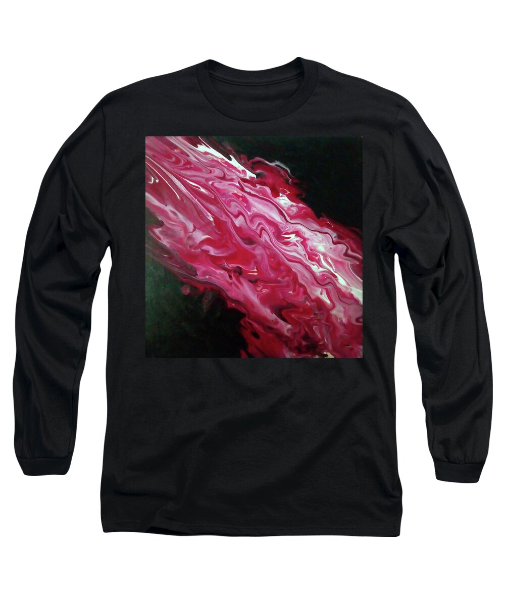 Pour Painting Long Sleeve T-Shirt featuring the painting Red River Dance by Eseret Art