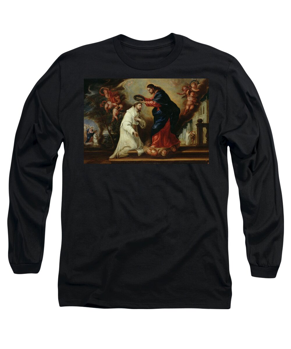 17th Century Long Sleeve T-Shirt featuring the painting 'San Ramon Nonato coronado por Cristo', 1673, Spanish School, Canvas,... by Diego Gonzalez de la Vega -c 1628-1697-