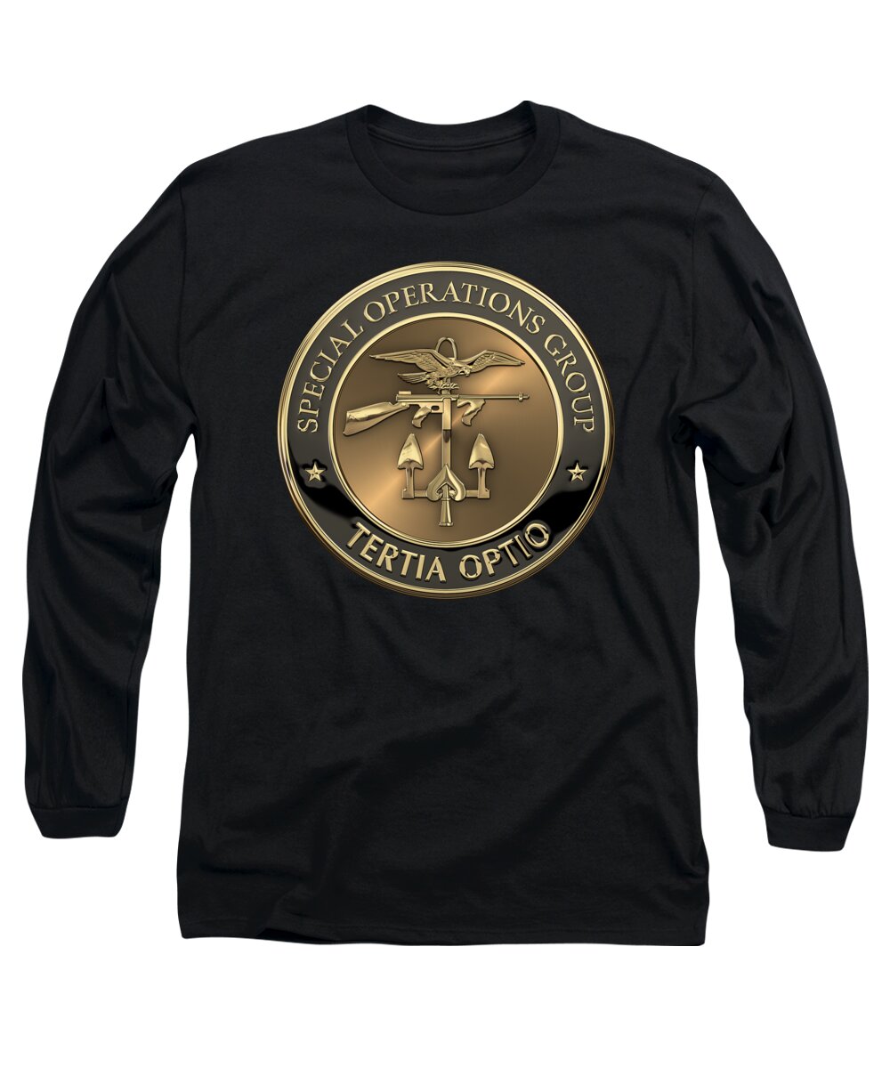  ‘law Enforcement Insignia & Heraldry’ Collection By Serge Averbukh Long Sleeve T-Shirt featuring the digital art Special Operations Group - S O G Emblem over Black Velvet by Serge Averbukh
