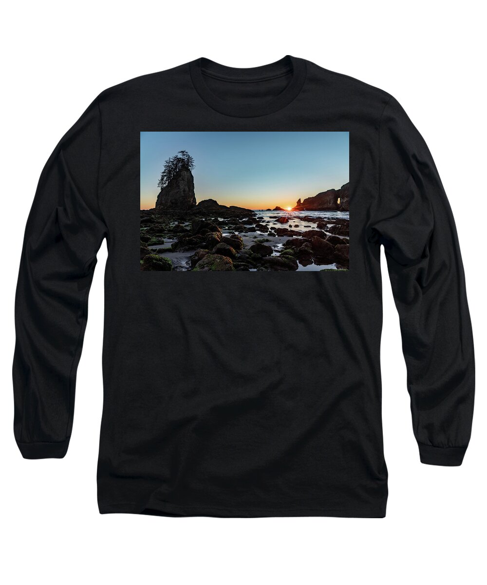Beach Long Sleeve T-Shirt featuring the photograph Sunburst at the Beach by Ed Clark