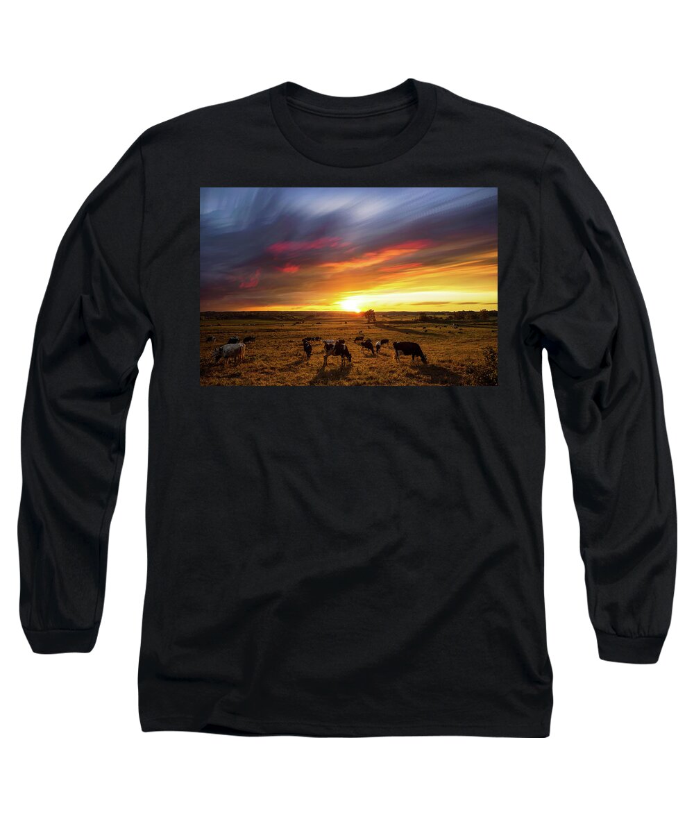 Matt Molloy Long Sleeve T-Shirt featuring the photograph Sunset Grazers by Matt Molloy