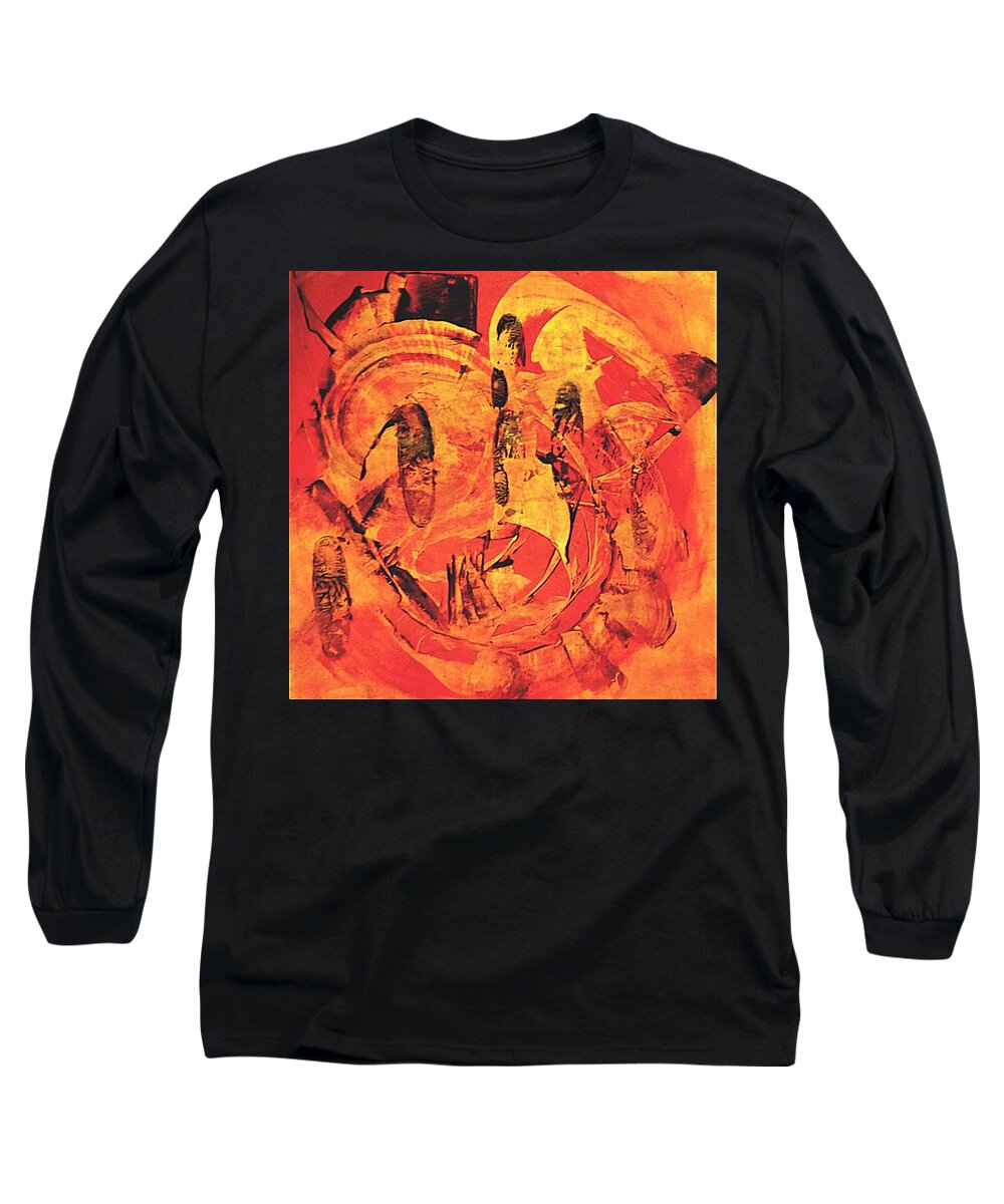 Orange Long Sleeve T-Shirt featuring the painting Sweep by 'REA' Gallery