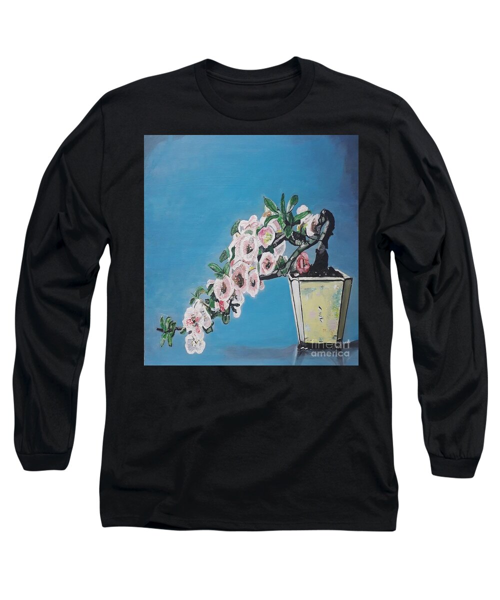 Flowers Long Sleeve T-Shirt featuring the painting The Yellow Vase by Denise Morgan