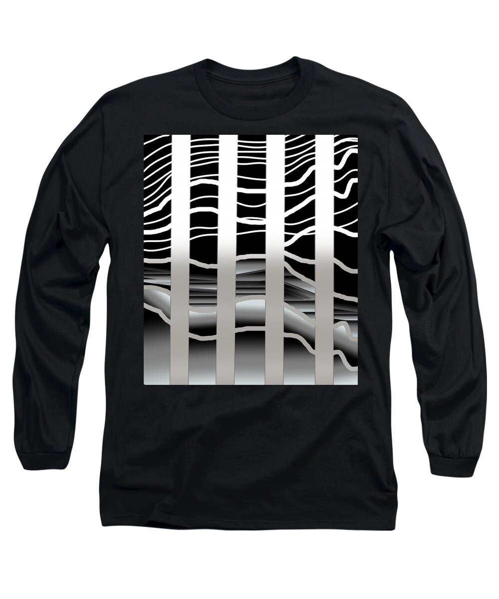 Modern Abstract Art Long Sleeve T-Shirt featuring the digital art Though The Layers by Joan Stratton