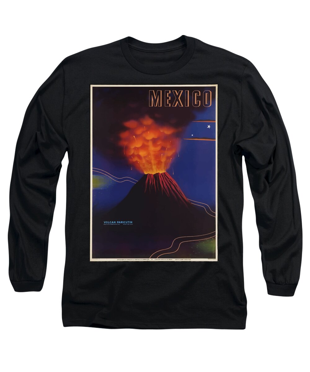 Mexico Long Sleeve T-Shirt featuring the painting Vintage Travel Poster - Mexico by Esoterica Art Agency