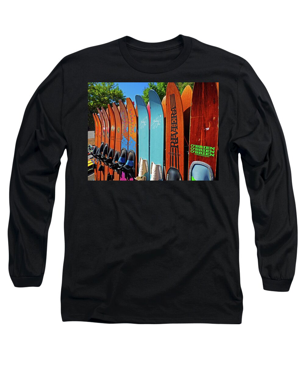 Still Life Long Sleeve T-Shirt featuring the photograph Vintage Water Skis by Sharon Williams Eng