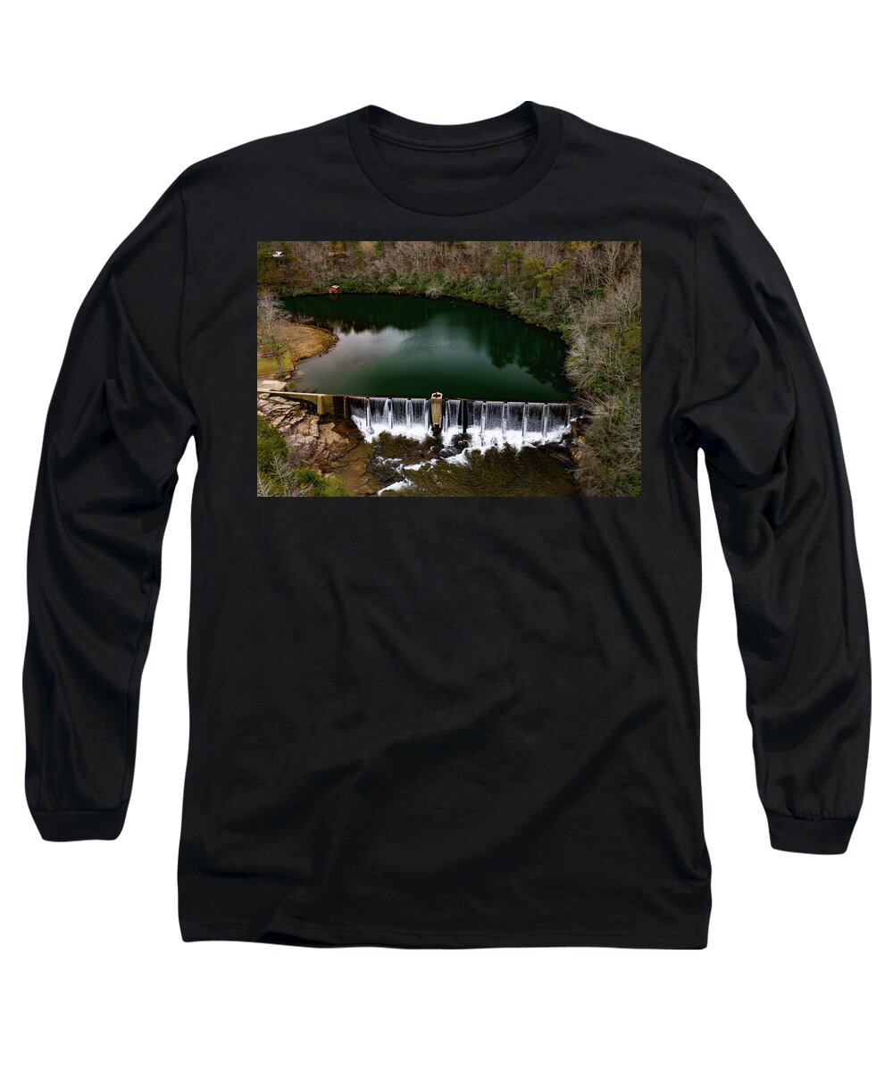 Steve Bunch Long Sleeve T-Shirt featuring the photograph Waterfalls from above by Steve Bunch
