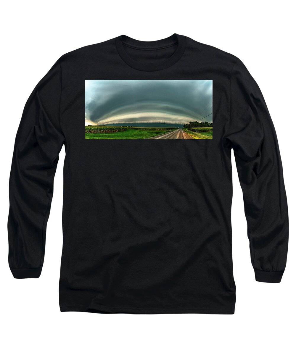 Panoramic Long Sleeve T-Shirt featuring the photograph West Liberty Shelf Pano by Paul Brooks