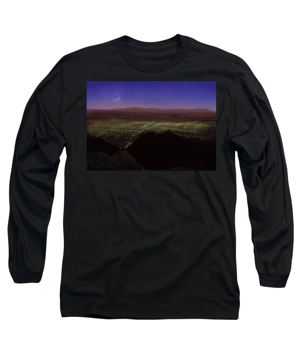 Tucson Long Sleeve T-Shirt featuring the digital art When Tucson's Lights Flicker On by Chance Kafka