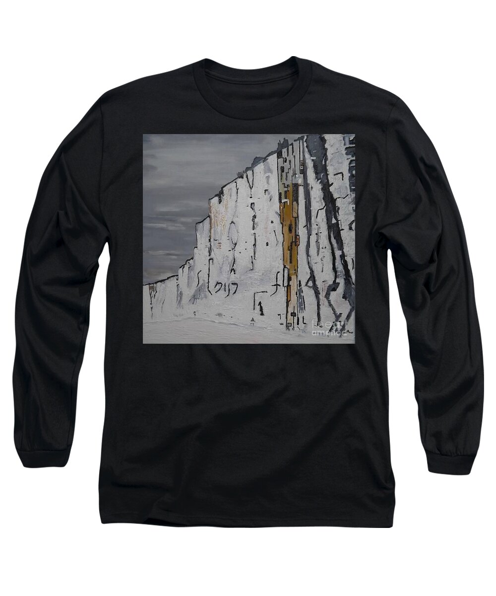 Acrylic Landscape Long Sleeve T-Shirt featuring the painting White Cliffs by Denise Morgan