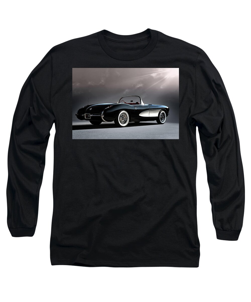 Classic Long Sleeve T-Shirt featuring the digital art '56 Corvette Convertible #1 by Douglas Pittman