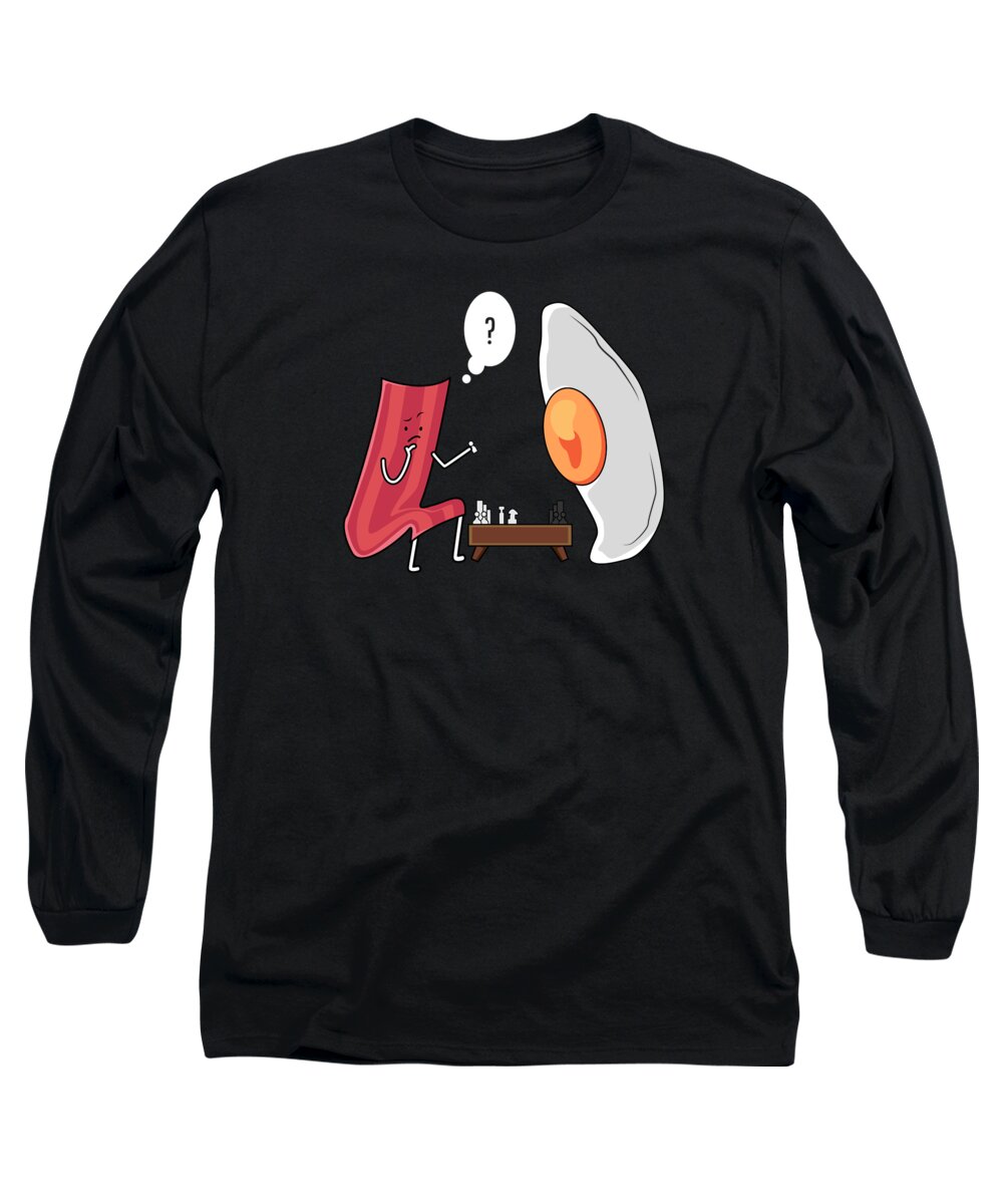 Egg Long Sleeve T-Shirt featuring the digital art Bacon Eggs Funny Egg Crispy Breakfast #1 by Toms Tee Store