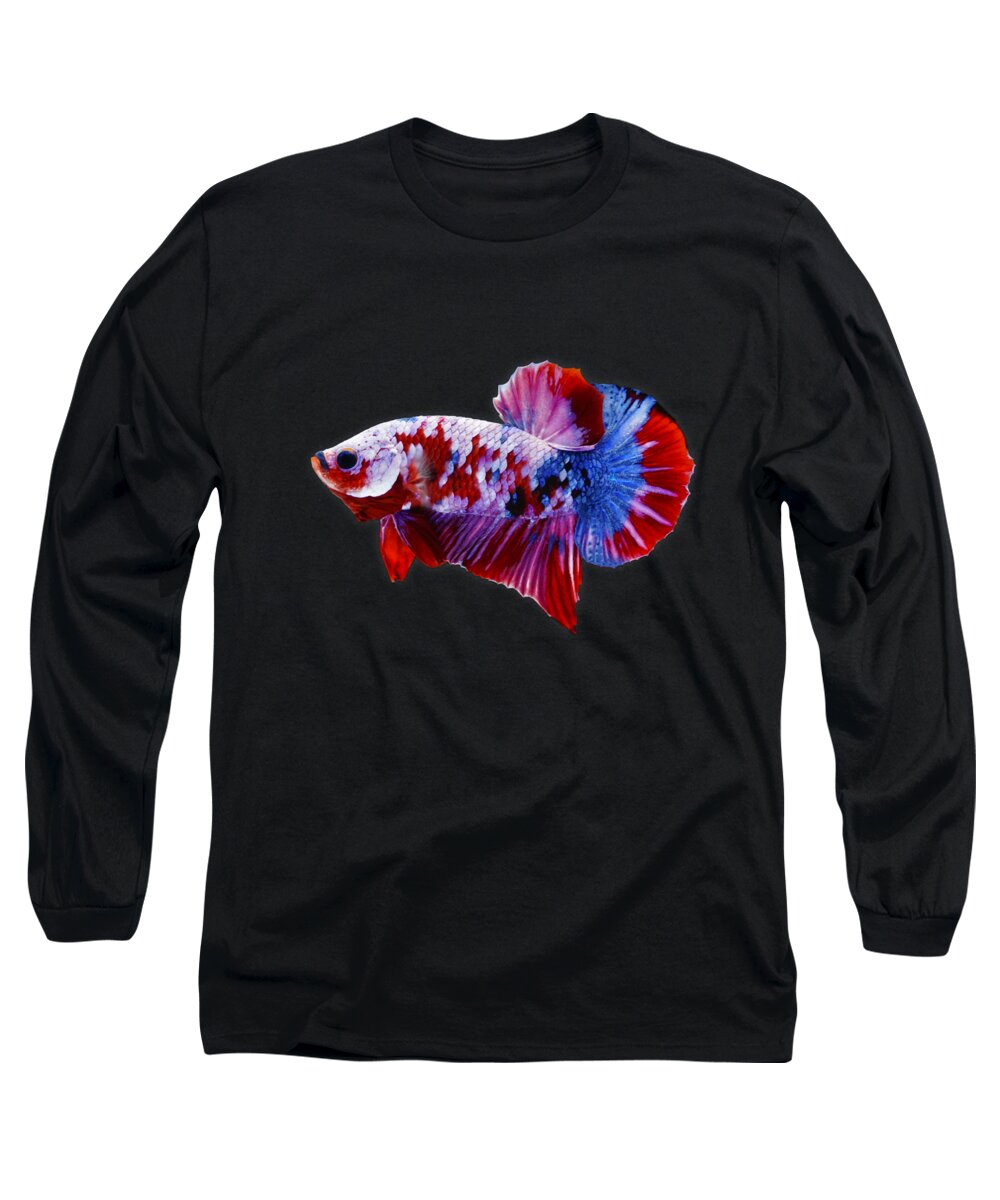 Betta Long Sleeve T-Shirt featuring the photograph Galaxy Koi Betta Fish #2 by Sambel Pedes