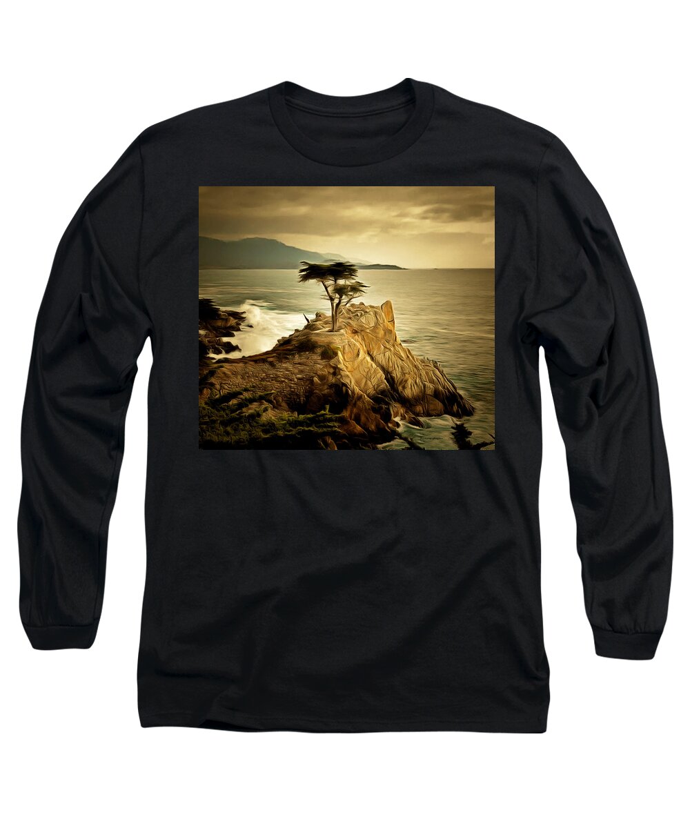 Barbara Snyder Long Sleeve T-Shirt featuring the photograph Lone Cypress Detail 2 #1 by Barbara Snyder