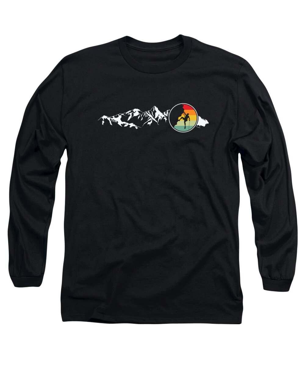 Mountain Long Sleeve T-Shirt featuring the digital art Mountain Climbing Rock Climbing Mountaineering #1 by Toms Tee Store