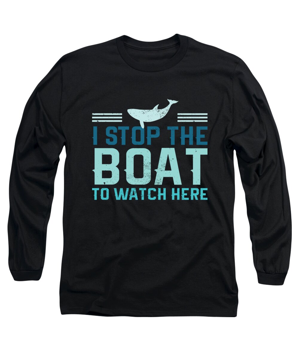 Whale Watching Long Sleeve T-Shirt featuring the digital art Ocean sea Blue whale watching cetacean #1 by Me