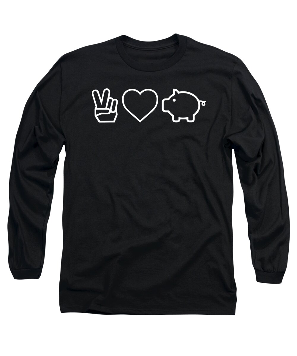Animal Lover Long Sleeve T-Shirt featuring the digital art Peace Love Pig #1 by Jacob Zelazny