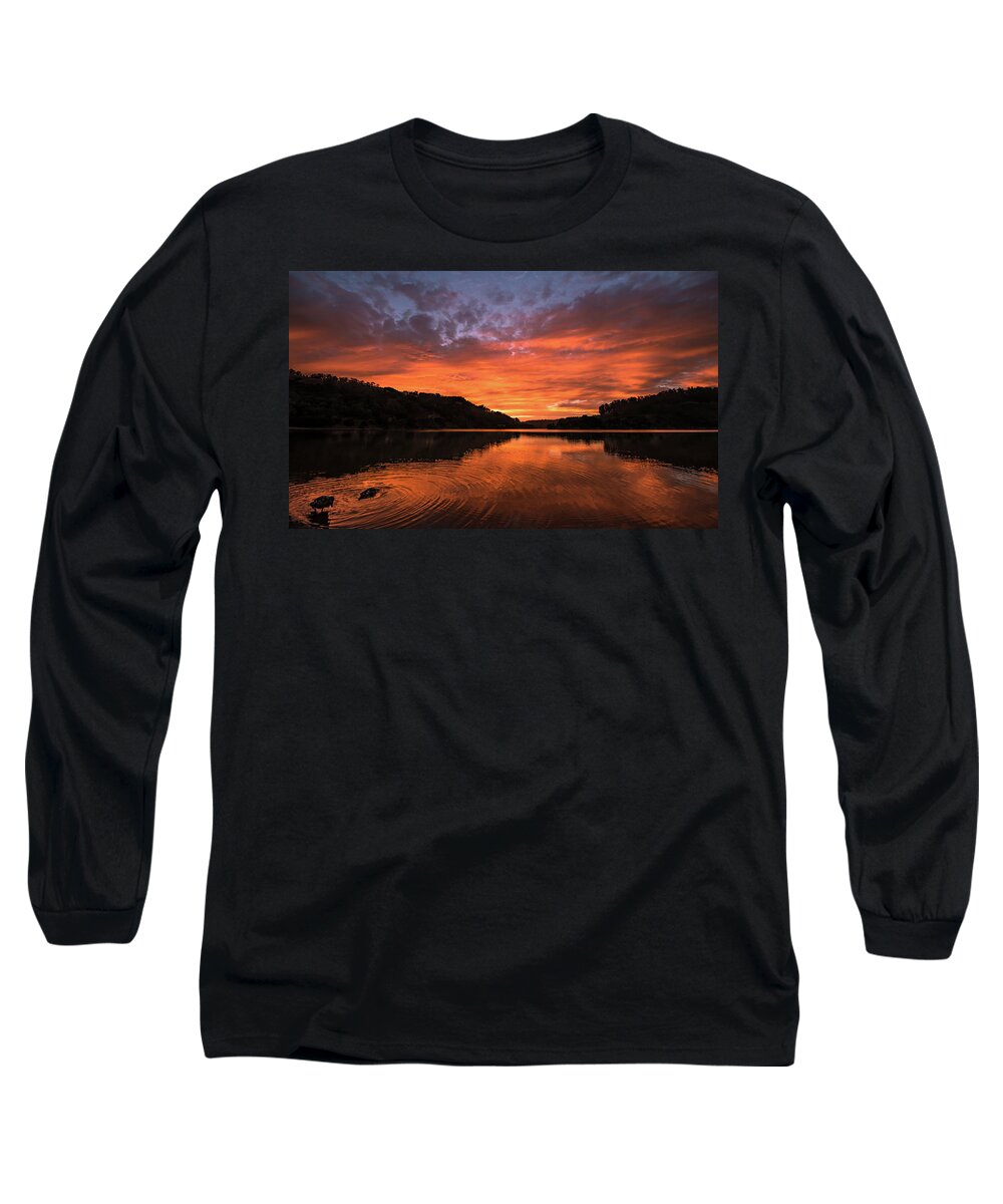 Sunset Long Sleeve T-Shirt featuring the photograph Sky on Fire 2 by Linda Villers