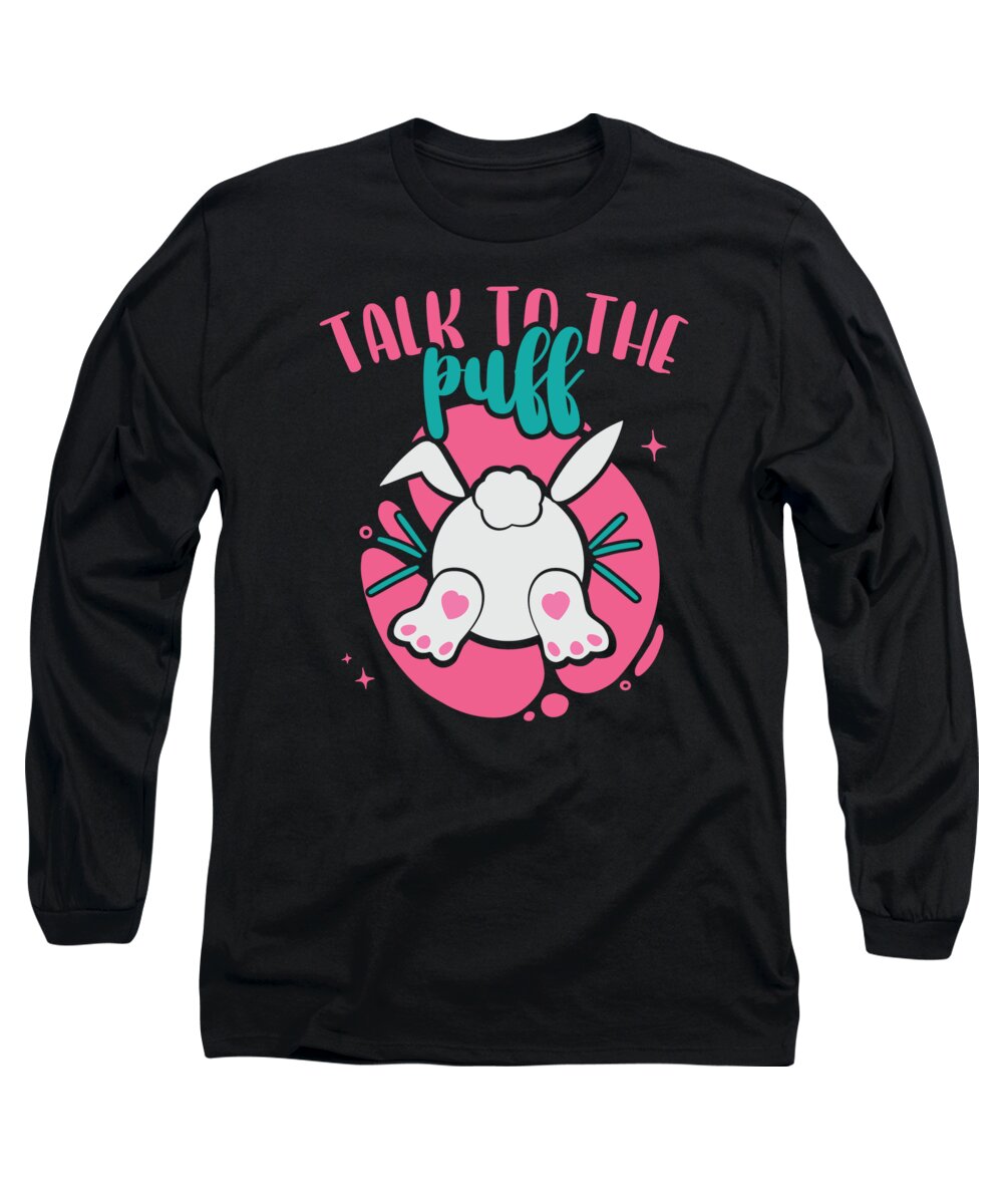 Spring Long Sleeve T-Shirt featuring the digital art Talk To The Puff Easter Bunny #1 by Toms Tee Store