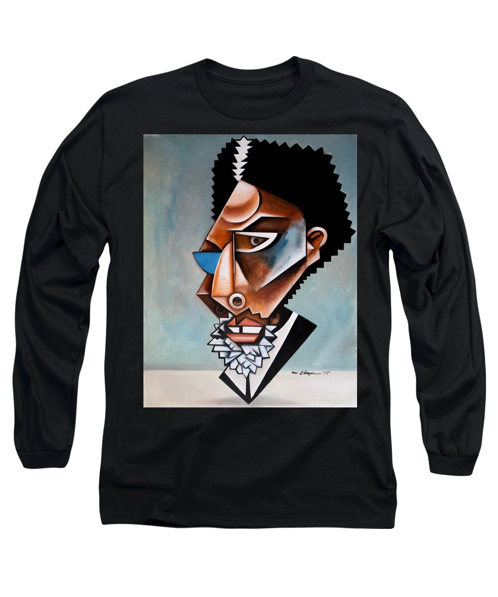 Cornel West Long Sleeve T-Shirt featuring the painting The Recondite / Cornel West #1 by Martel Chapman