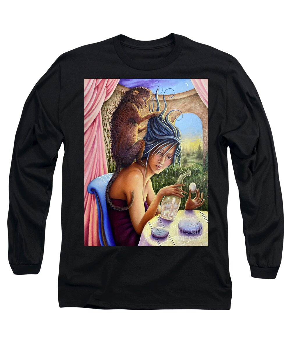 Fantasy Long Sleeve T-Shirt featuring the painting The Stylist by Valerie White
