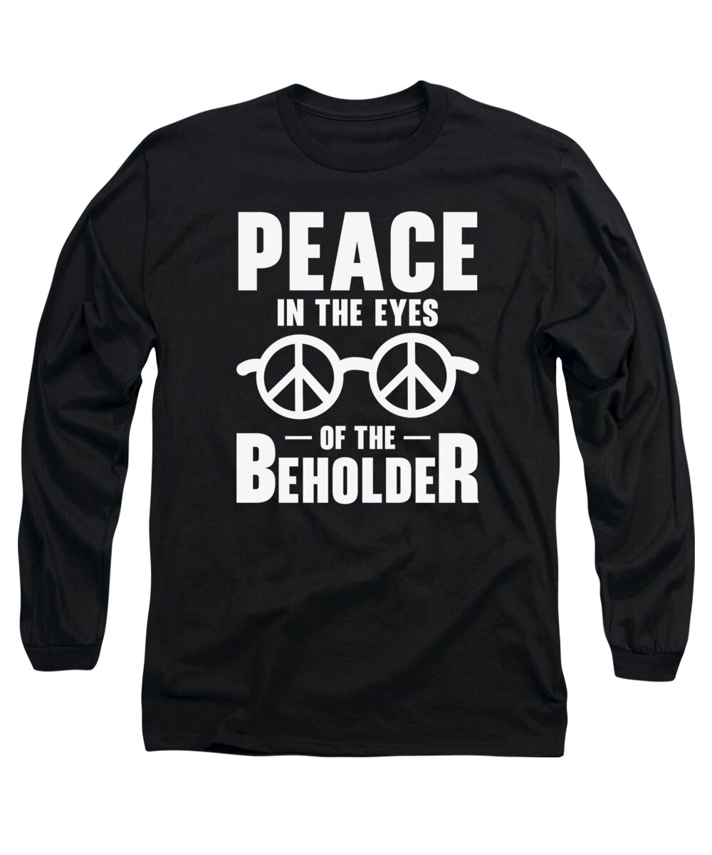 Peace Sign Long Sleeve T-Shirt featuring the digital art Peace Sign Vintage Glasses Peace Lover Positivity #10 by Toms Tee Store
