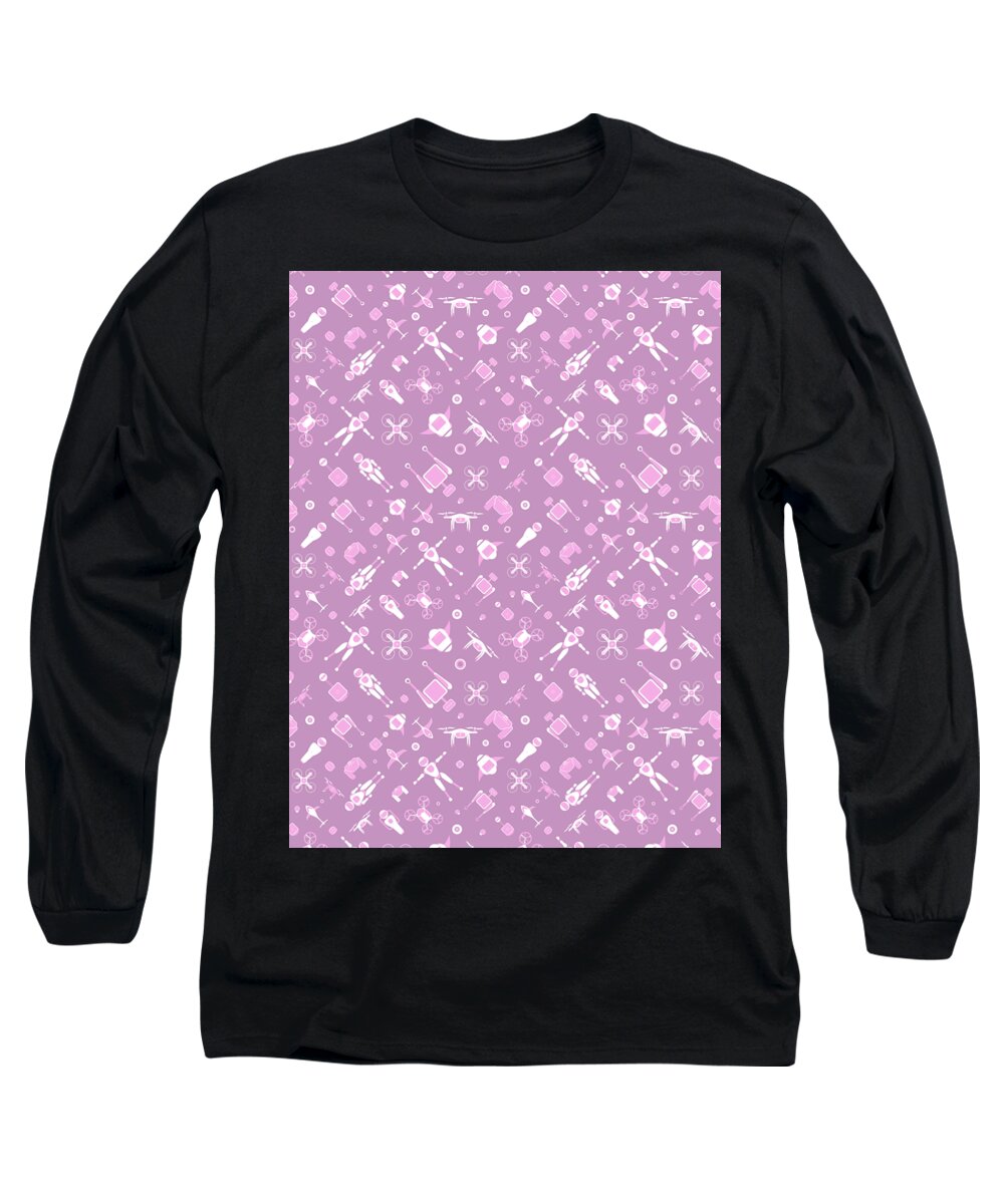 Spaceman Long Sleeve T-Shirt featuring the digital art Galaxy Space Pattern Astronaut Planets Rockets #15 by Mister Tee