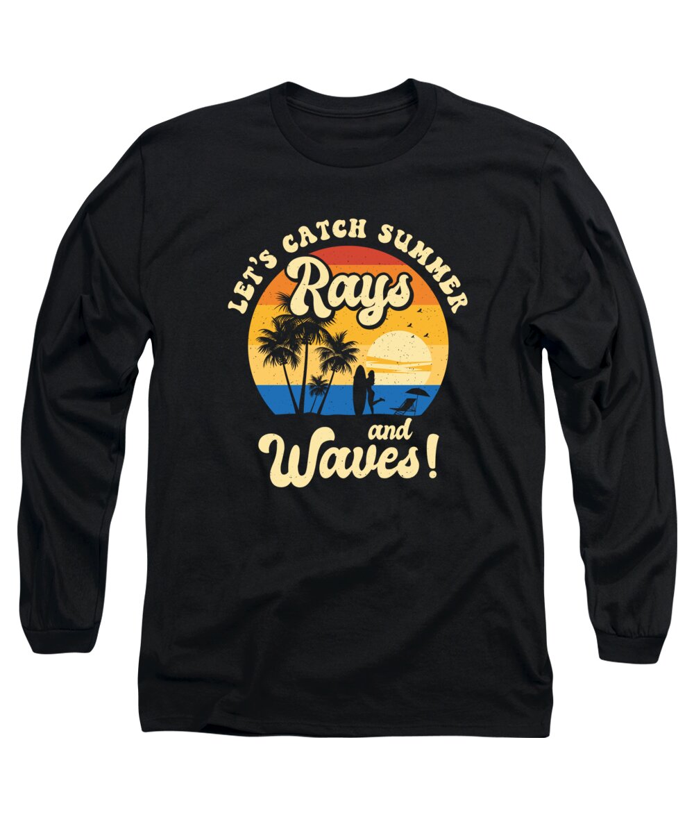 Surf Long Sleeve T-Shirt featuring the digital art Surf Tropical Surfing Summer Surfboard Sports #15 by Toms Tee Store