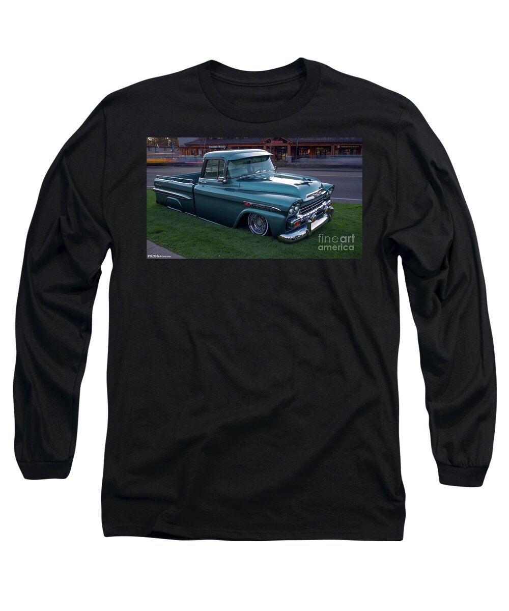 Gm Long Sleeve T-Shirt featuring the photograph 1958 Chevrolet Apache Fleetside 31 by PROMedias US
