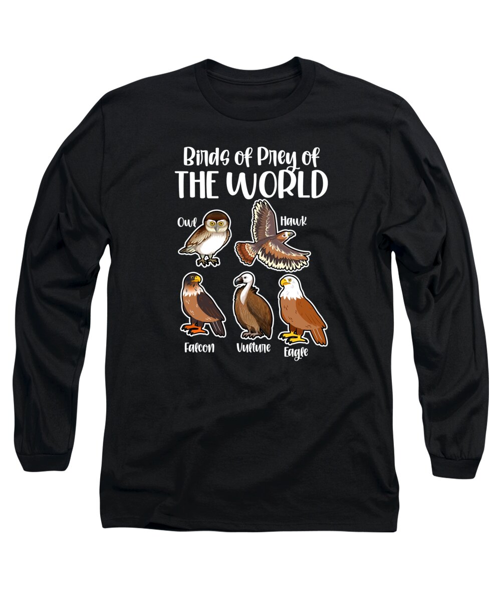 Animal Long Sleeve T-Shirt featuring the digital art Birds of Prey Of The World #2 by Toms Tee Store