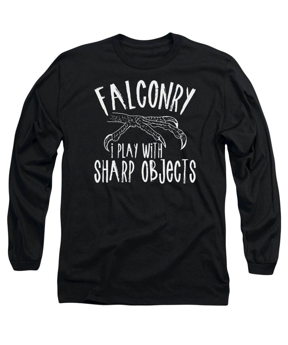 Falconer Long Sleeve T-Shirt featuring the digital art Falconer Hobby Hawking Hunting Sport Wildlife #2 by Toms Tee Store