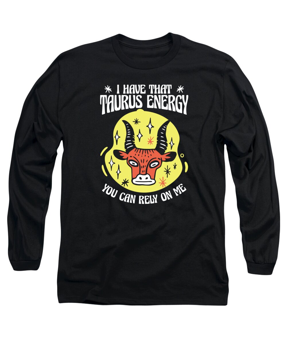 Taurus Energy Long Sleeve T-Shirt featuring the digital art Taurus Energy Constellation Astrological Bull Zodiac Art #2 by Toms Tee Store