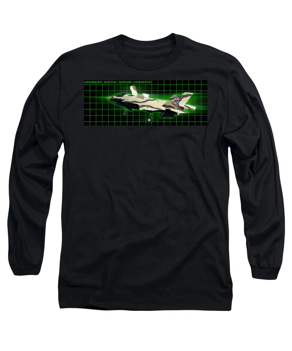 Lightning Long Sleeve T-Shirt featuring the digital art 22. F-35IB Barak II ADDC by Custom Aviation Art
