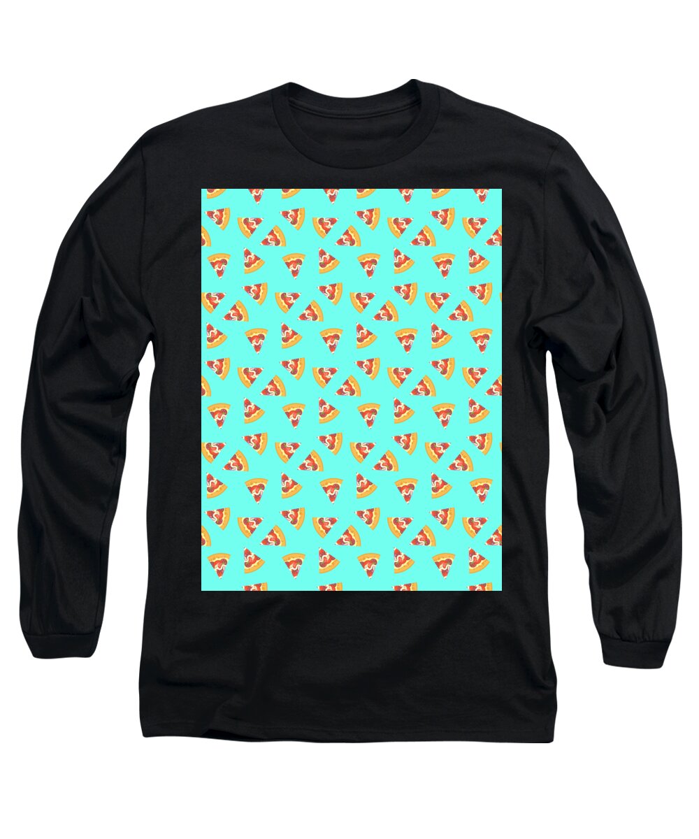 Slices Long Sleeve T-Shirt featuring the digital art Pizza Pattern Fast Food Cheese Italian #22 by Mister Tee