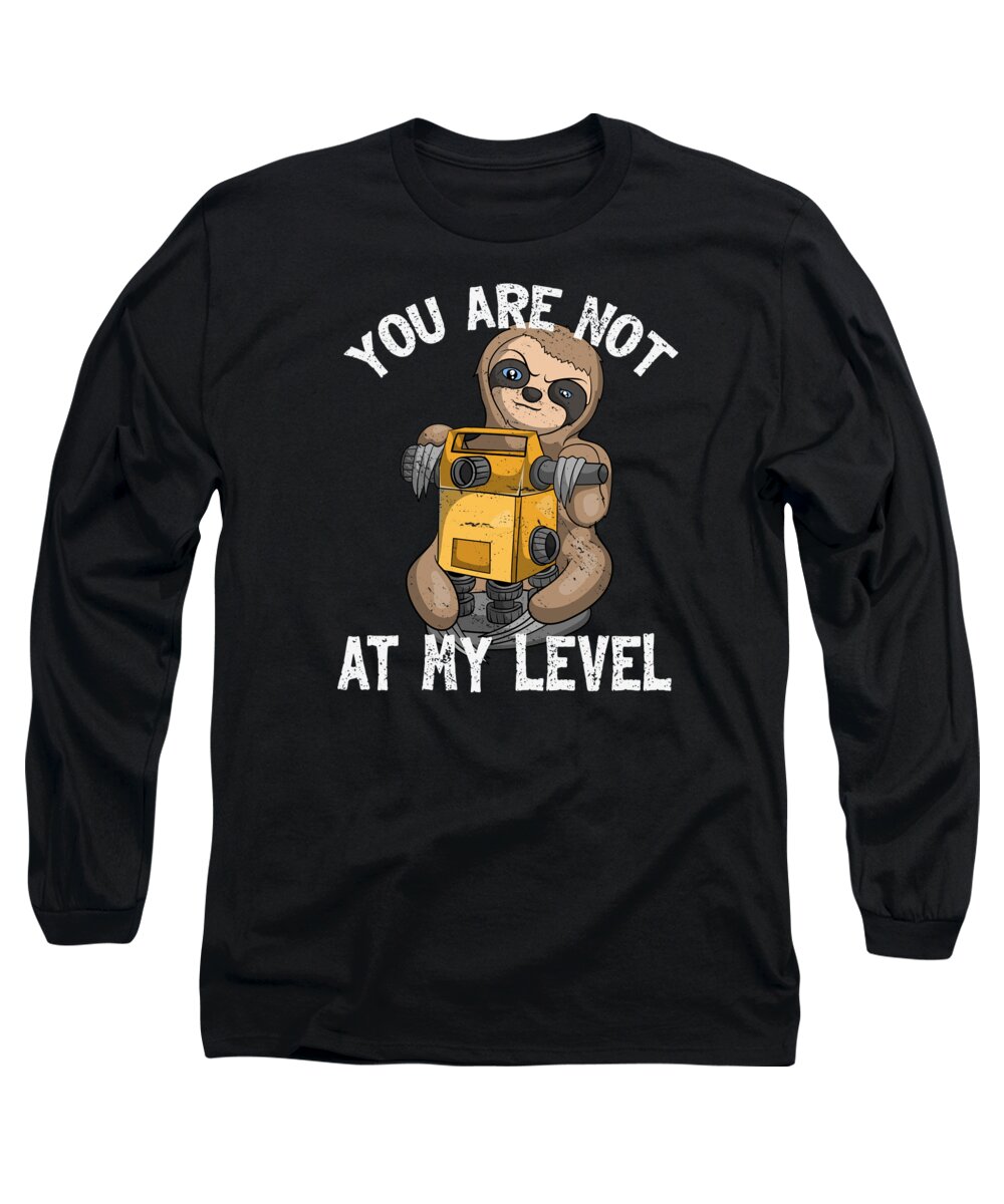 Sloth Long Sleeve T-Shirt featuring the digital art Cute Sloth Lazy Office Worker Working Sloth Statement Chill #23 by Toms Tee Store