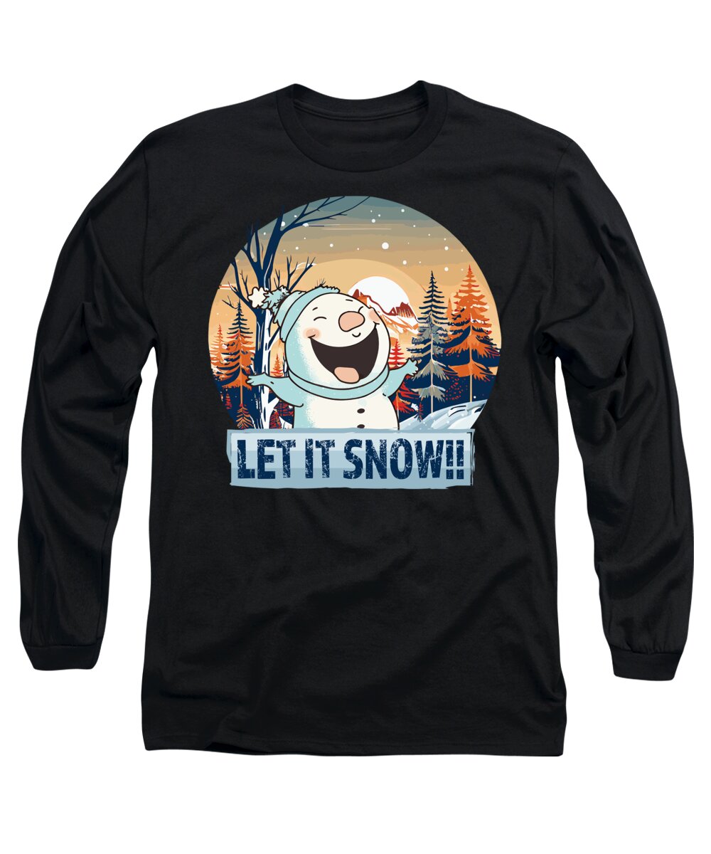 Winter Long Sleeve T-Shirt featuring the digital art Let it snow - snowman in the desert #4 by Sabantha